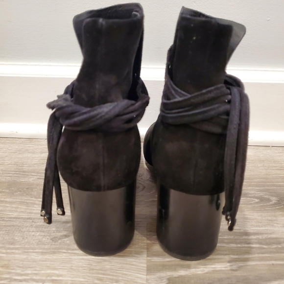 Rag & Bone Dalia II Black Suede Boots Stud Tipped Straps - Picture 5 of 7